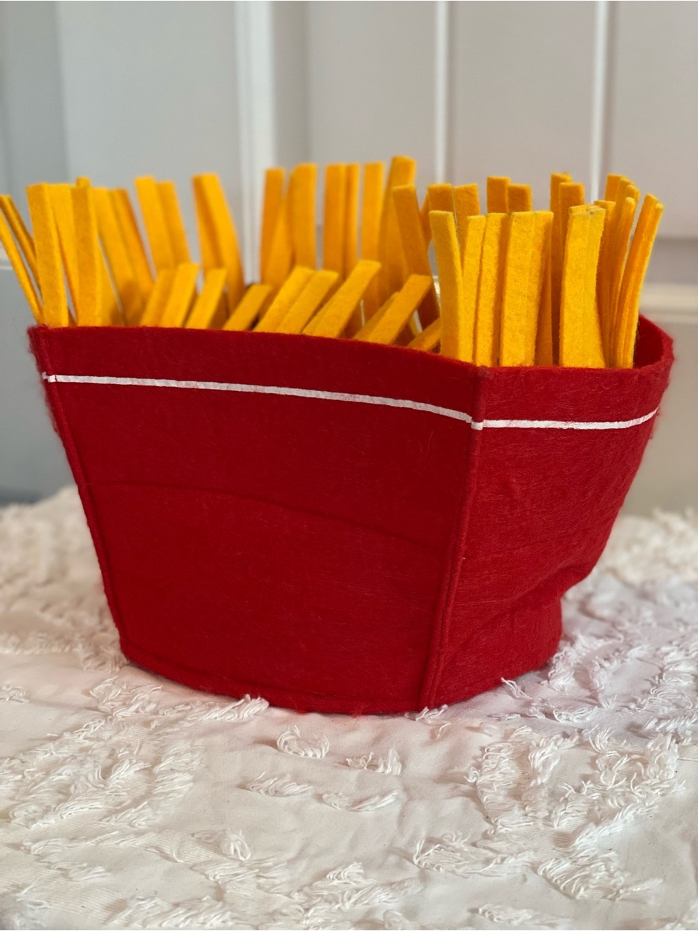 Red Felt Fry Hat with Yellow Fringe - Picture 4 of 12